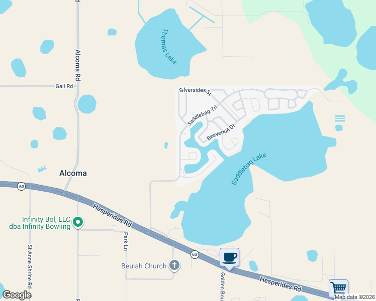 map of restaurants, bars, coffee shops, grocery stores, and more near 41 Red Quill Circle in Lake Wales