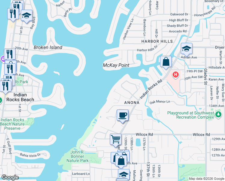 map of restaurants, bars, coffee shops, grocery stores, and more near 2320 Seton Lane in Largo