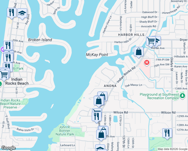 map of restaurants, bars, coffee shops, grocery stores, and more near 2320 Seton Lane in Largo