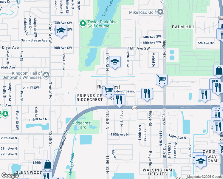 map of restaurants, bars, coffee shops, grocery stores, and more near 1595 Gooden Crossing in Largo
