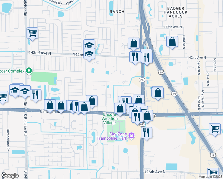 map of restaurants, bars, coffee shops, grocery stores, and more near 9 Rodgers Avenue in Largo
