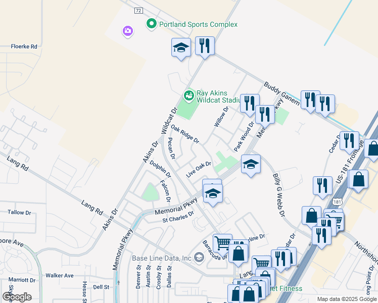 map of restaurants, bars, coffee shops, grocery stores, and more near 2219 Post Oak Drive in Portland