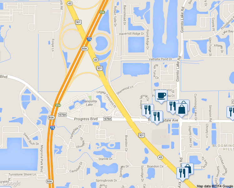 map of restaurants, bars, coffee shops, grocery stores, and more near 10103 Sherwood Lane in Riverview