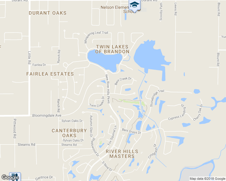 map of restaurants, bars, coffee shops, grocery stores, and more near 3145 Bent Creek Drive in Valrico