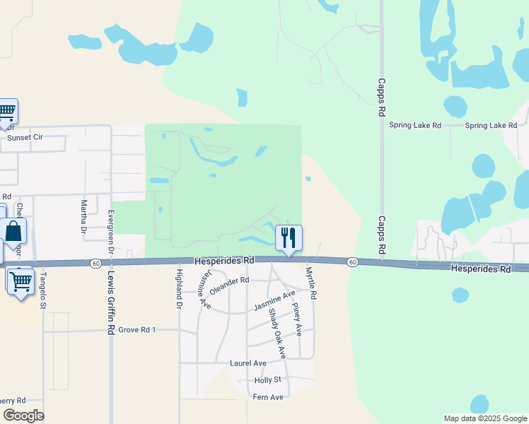 map of restaurants, bars, coffee shops, grocery stores, and more near 7009 Country Club Drive in Lake Wales
