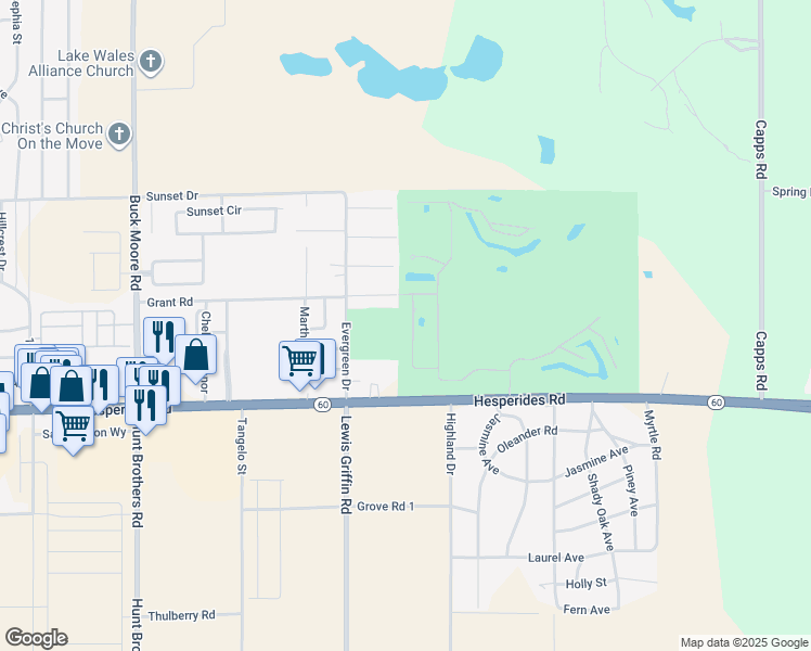 map of restaurants, bars, coffee shops, grocery stores, and more near 532 Greenway Drive in Lake Wales