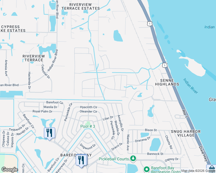 map of restaurants, bars, coffee shops, grocery stores, and more near in Grant-Valkaria