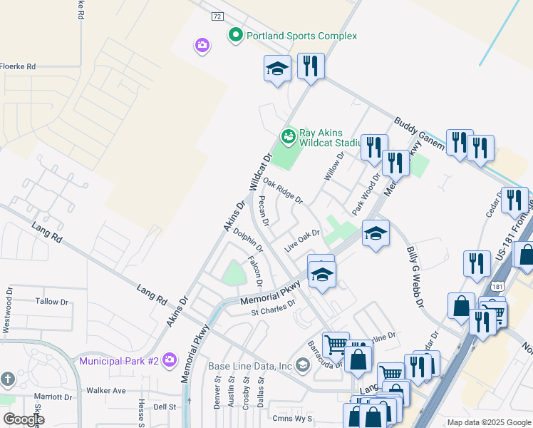 map of restaurants, bars, coffee shops, grocery stores, and more near 2014 Pecan Drive in Portland