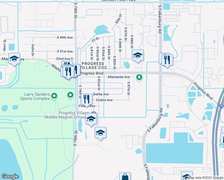 map of restaurants, bars, coffee shops, grocery stores, and more near 8311 Croton Avenue in Tampa