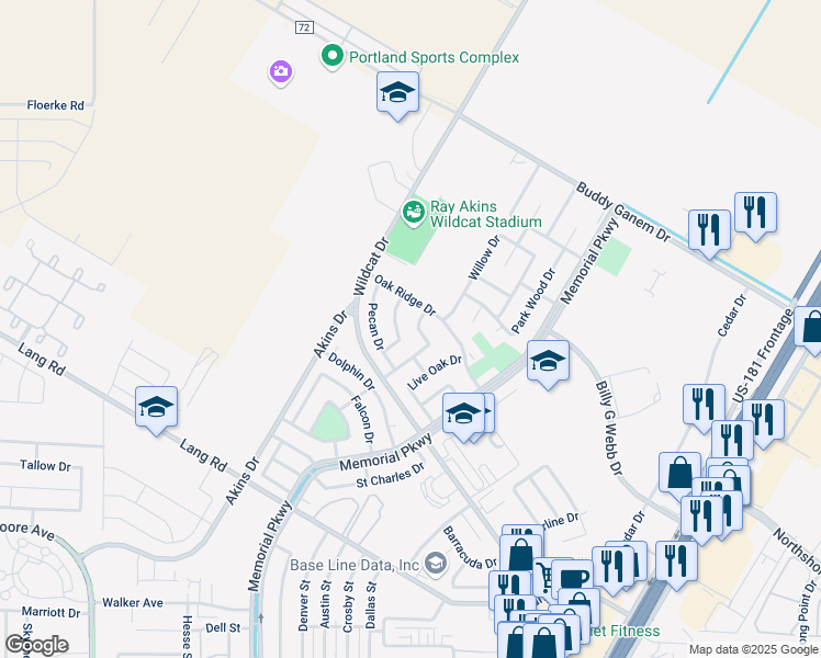map of restaurants, bars, coffee shops, grocery stores, and more near 2219 Post Oak Drive in Portland