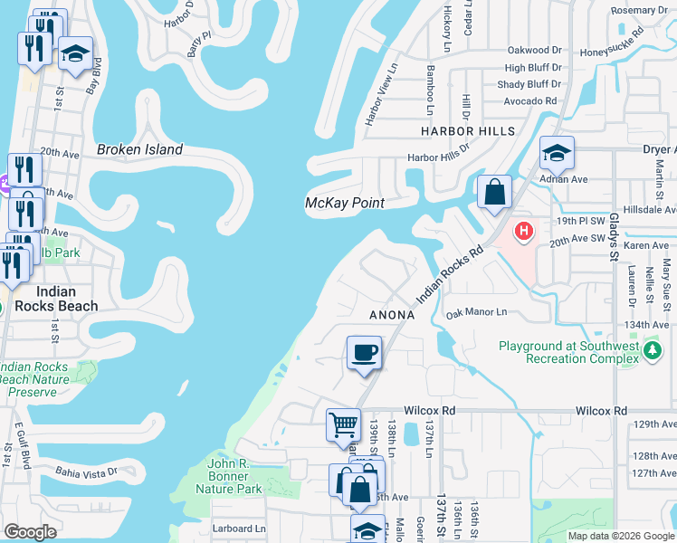 map of restaurants, bars, coffee shops, grocery stores, and more near 2320 Seton Lane in Largo