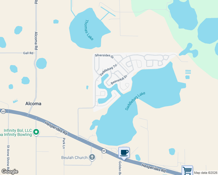 map of restaurants, bars, coffee shops, grocery stores, and more near 45 Beaverkill Drive in Lake Wales
