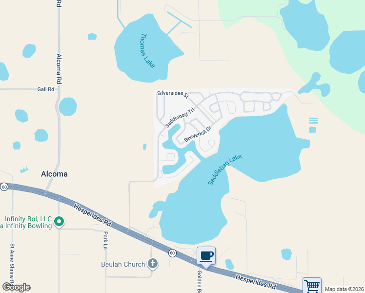 map of restaurants, bars, coffee shops, grocery stores, and more near 45 Beaverkill Drive in Lake Wales