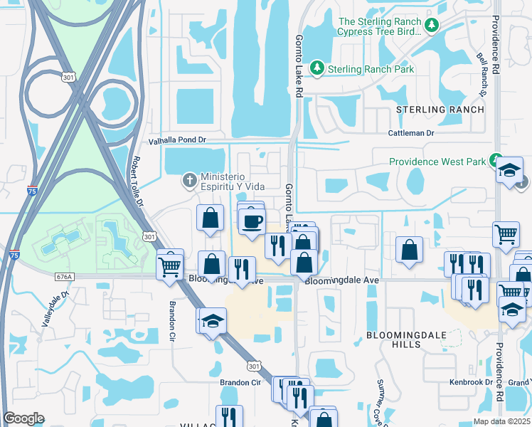 map of restaurants, bars, coffee shops, grocery stores, and more near 10225 Post Harvest Drive in Riverview