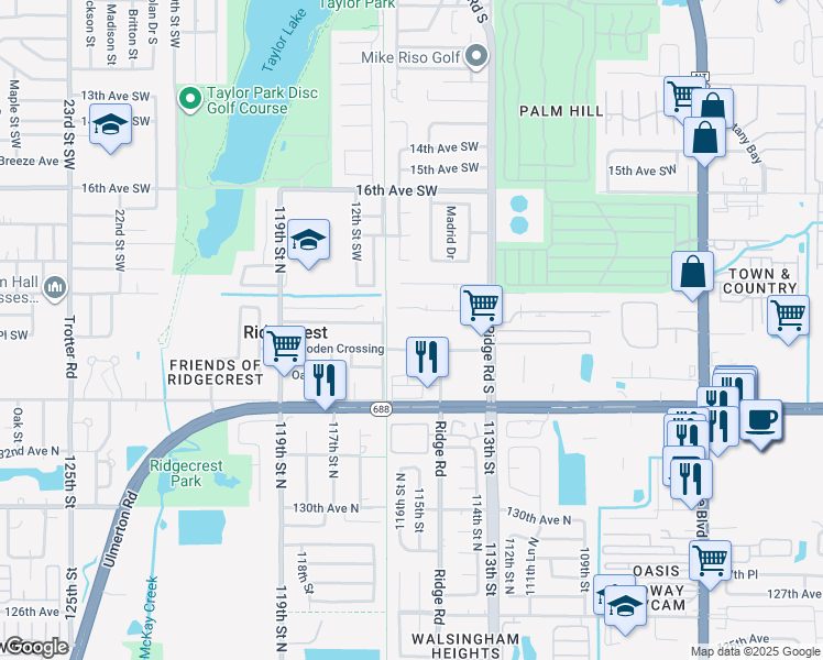 map of restaurants, bars, coffee shops, grocery stores, and more near 1185 Gooden Crossing in Largo