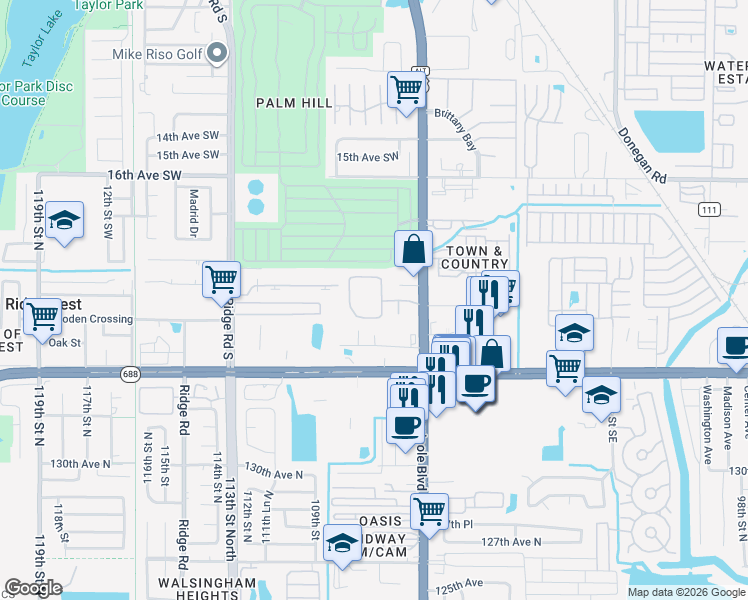 map of restaurants, bars, coffee shops, grocery stores, and more near 2 Seminole Boulevard in Largo