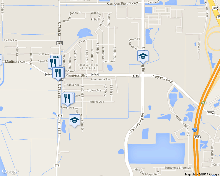 map of restaurants, bars, coffee shops, grocery stores, and more near 8323 Croton Avenue in Tampa
