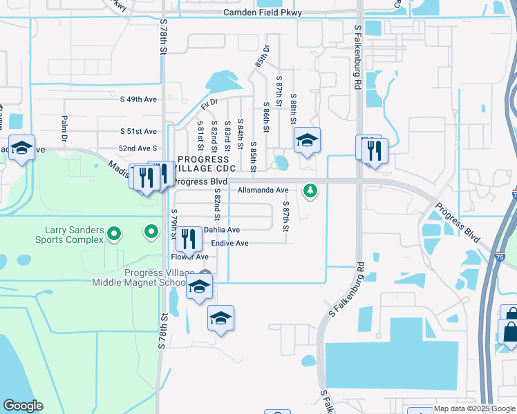 map of restaurants, bars, coffee shops, grocery stores, and more near 8317 Bahia Avenue in Tampa