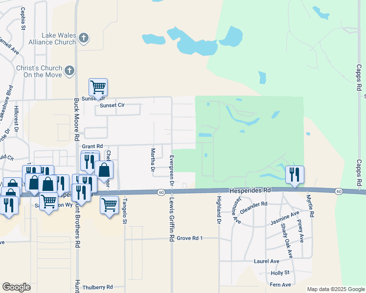 map of restaurants, bars, coffee shops, grocery stores, and more near 2544 Elm Avenue in Lake Wales