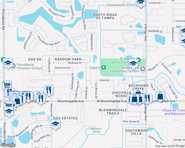 map of restaurants, bars, coffee shops, grocery stores, and more near 3213 Acapulco Drive in Riverview