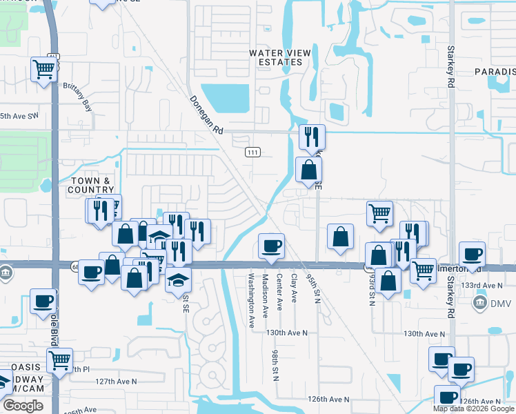 map of restaurants, bars, coffee shops, grocery stores, and more near Basket Oak Boulevard in Largo