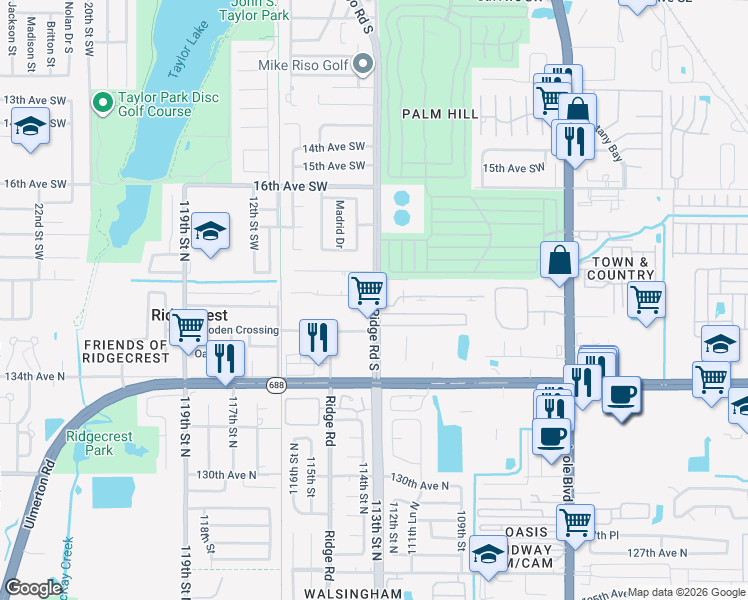 map of restaurants, bars, coffee shops, grocery stores, and more near 2011 Ridge Road South in Largo