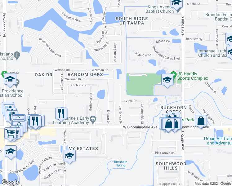 map of restaurants, bars, coffee shops, grocery stores, and more near 3213 Acapulco Drive in Riverview