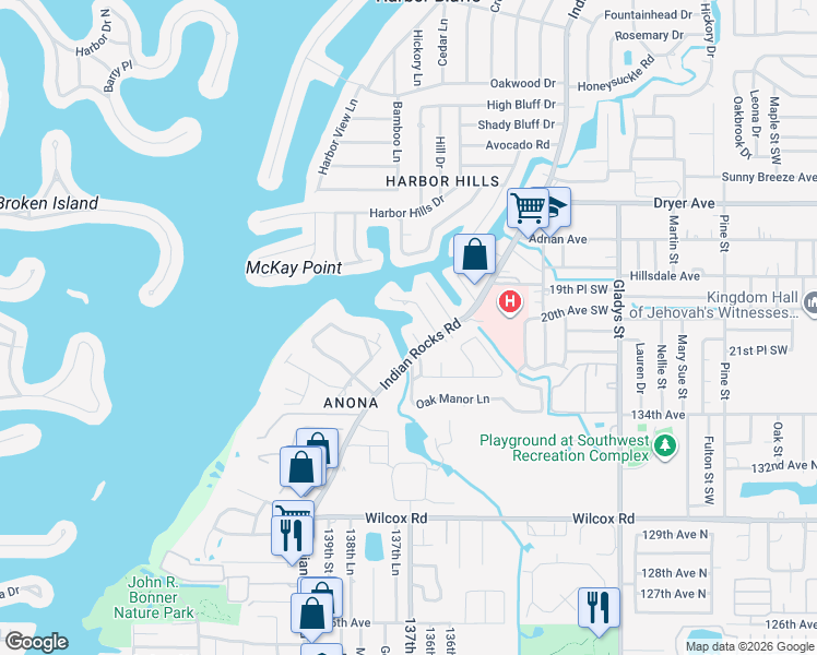 map of restaurants, bars, coffee shops, grocery stores, and more near 3995 South Circle in Largo