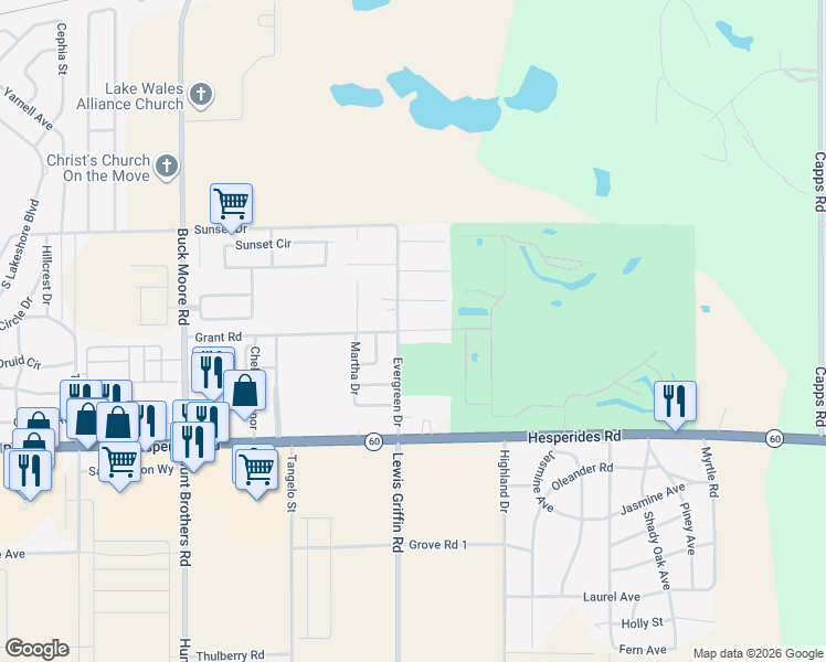 map of restaurants, bars, coffee shops, grocery stores, and more near 2524 Maple Avenue in Lake Wales