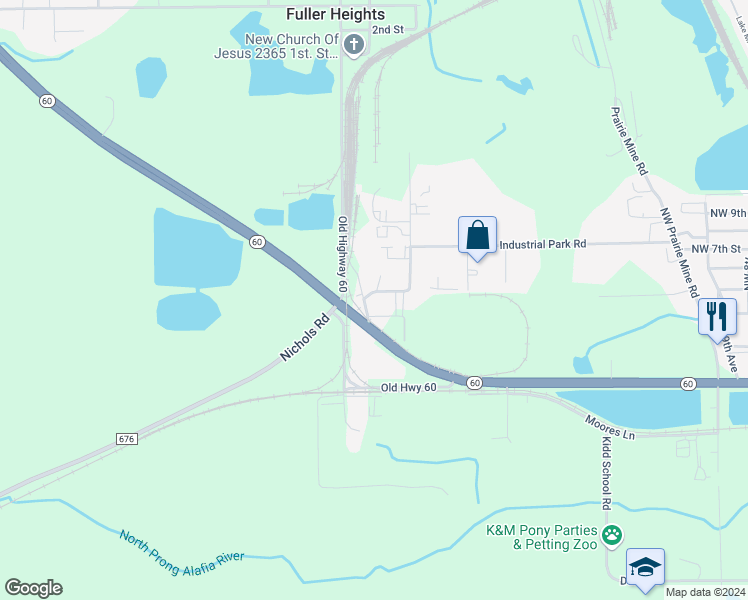 map of restaurants, bars, coffee shops, grocery stores, and more near 375 Prairie Industrial Parkway in Mulberry