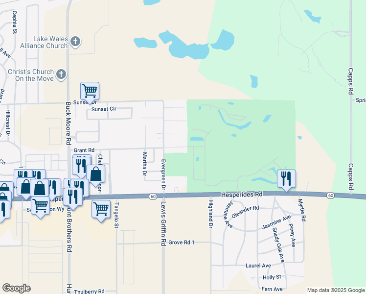 map of restaurants, bars, coffee shops, grocery stores, and more near 2567 Elm Avenue in Lake Wales