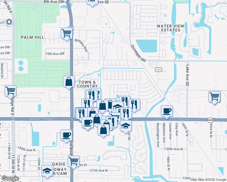 map of restaurants, bars, coffee shops, grocery stores, and more near 149 Weeping Willow Lane in Largo