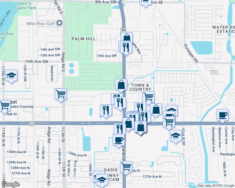 map of restaurants, bars, coffee shops, grocery stores, and more near 91 Dieffenwierth Avenue in Largo