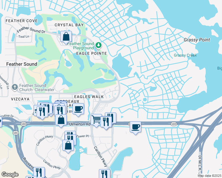 map of restaurants, bars, coffee shops, grocery stores, and more near 2049 Skimmer Court in Clearwater