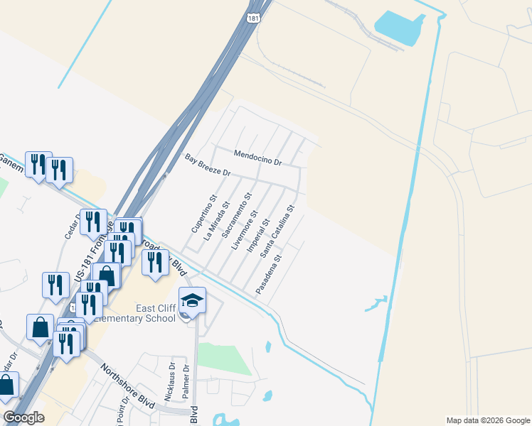 map of restaurants, bars, coffee shops, grocery stores, and more near 1127 Livermore Street in Portland