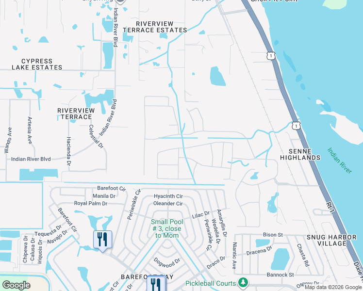 map of restaurants, bars, coffee shops, grocery stores, and more near in Grant-Valkaria