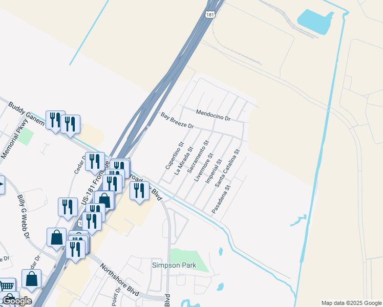 map of restaurants, bars, coffee shops, grocery stores, and more near 1113 La Mirada Street in Portland