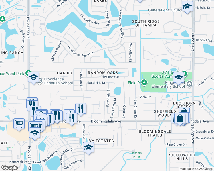 map of restaurants, bars, coffee shops, grocery stores, and more near 5707 Butterfield Street in Riverview