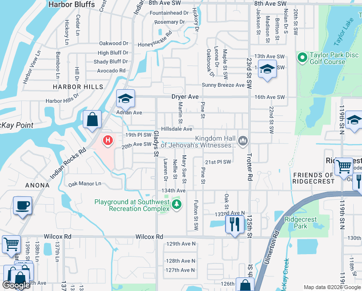 map of restaurants, bars, coffee shops, grocery stores, and more near 3017 Karen Avenue in Largo