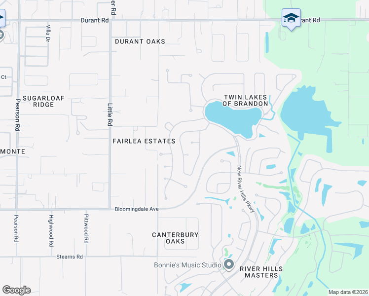 map of restaurants, bars, coffee shops, grocery stores, and more near 3052 Beaver Pond Trail in Valrico