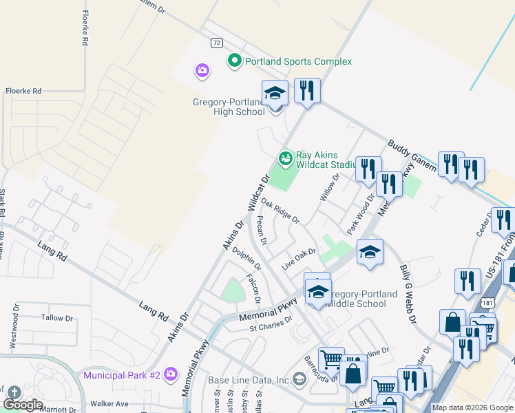 map of restaurants, bars, coffee shops, grocery stores, and more near 2029 Pecan Drive in Portland