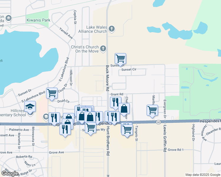 map of restaurants, bars, coffee shops, grocery stores, and more near 2300 Sunset Point Drive in Lake Wales
