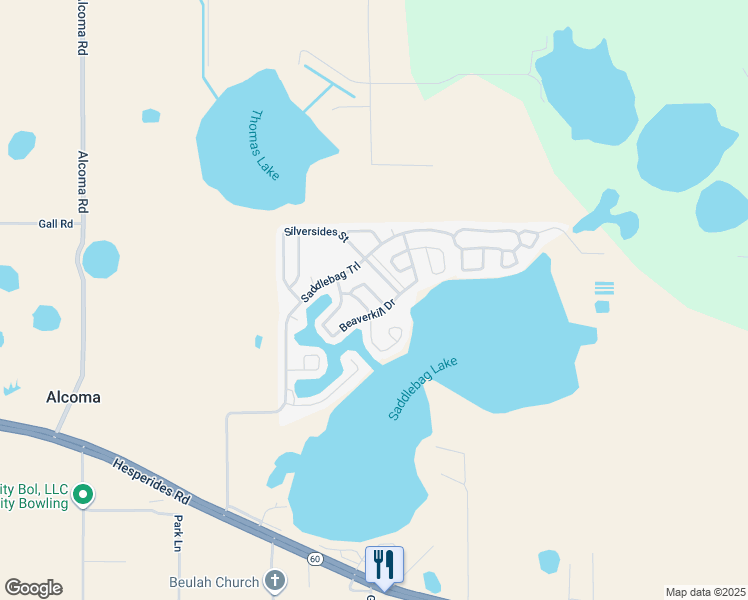 map of restaurants, bars, coffee shops, grocery stores, and more near 18 Royal Coachman Street in Lake Wales