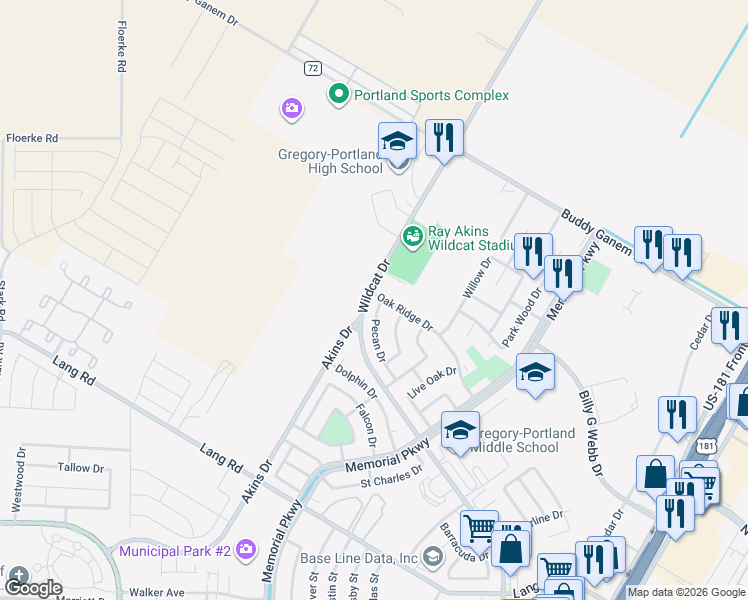 map of restaurants, bars, coffee shops, grocery stores, and more near 2029 Pecan Drive in Portland