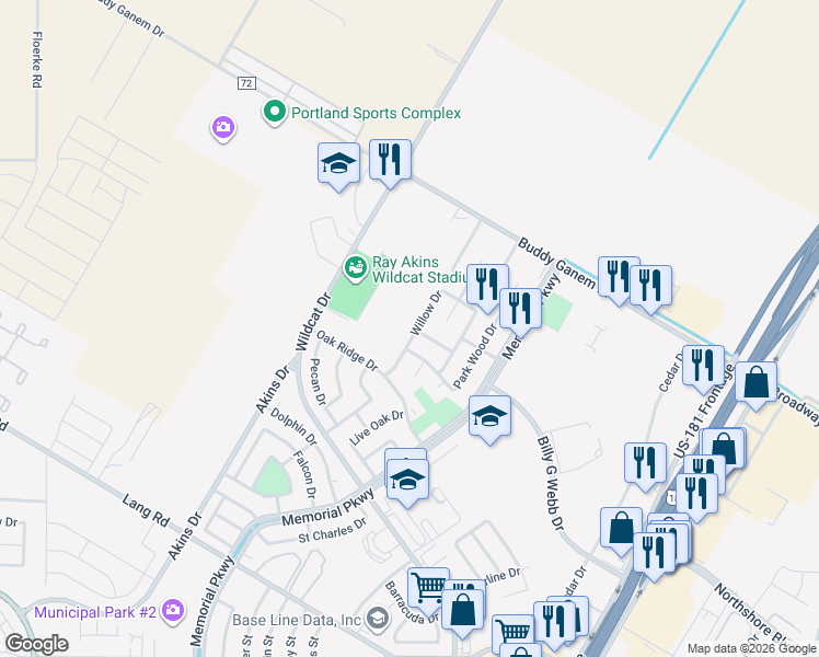 map of restaurants, bars, coffee shops, grocery stores, and more near 2315 Willow Drive in Portland