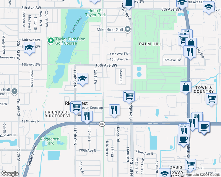 map of restaurants, bars, coffee shops, grocery stores, and more near 940 Orangeview Drive in Largo
