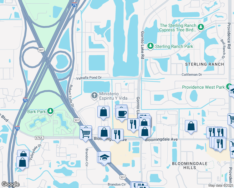 map of restaurants, bars, coffee shops, grocery stores, and more near 2158 River Turia Circle in Riverview