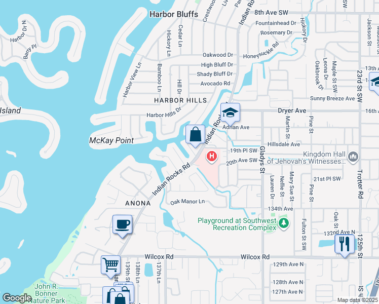 map of restaurants, bars, coffee shops, grocery stores, and more near 2016 Cove Drive in Largo