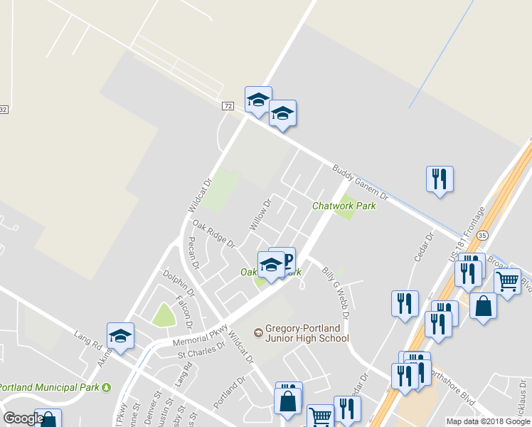 map of restaurants, bars, coffee shops, grocery stores, and more near 2322 Willow Drive in Portland