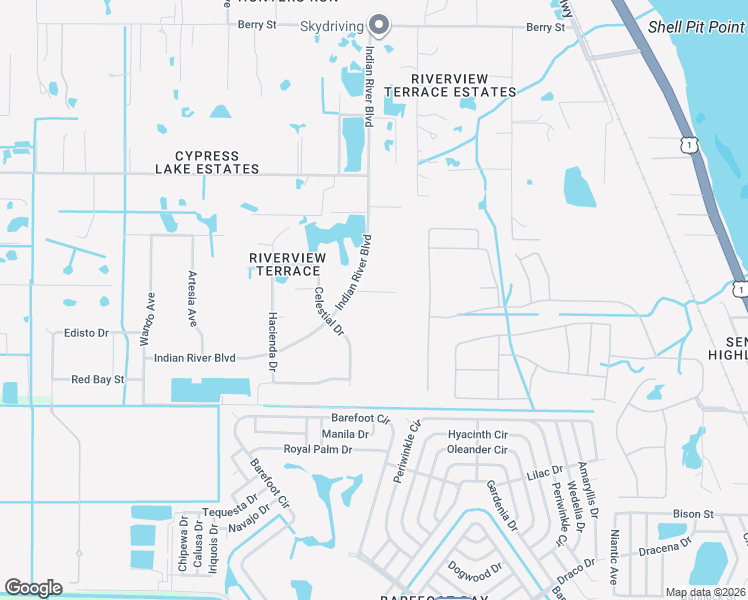 map of restaurants, bars, coffee shops, grocery stores, and more near 6845 Indian River Boulevard in Grant-Valkaria